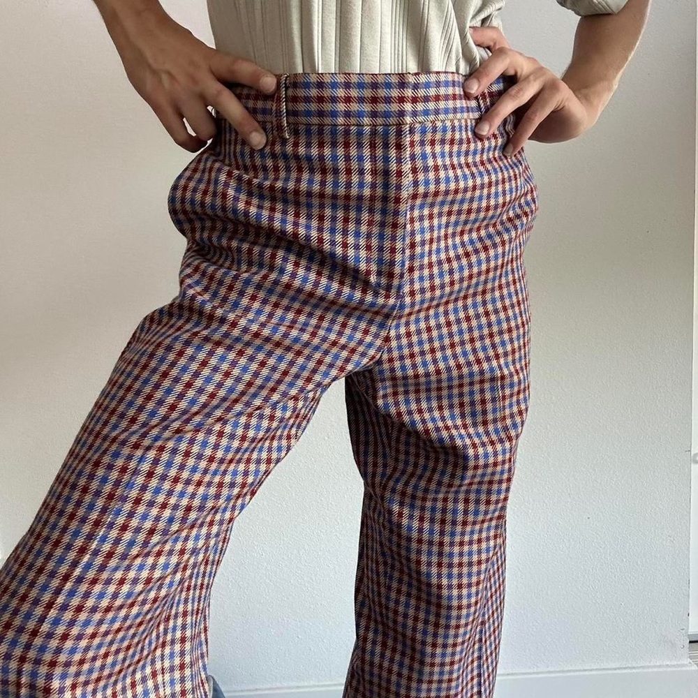Tory Burch vintage blue and red checkered dress pant